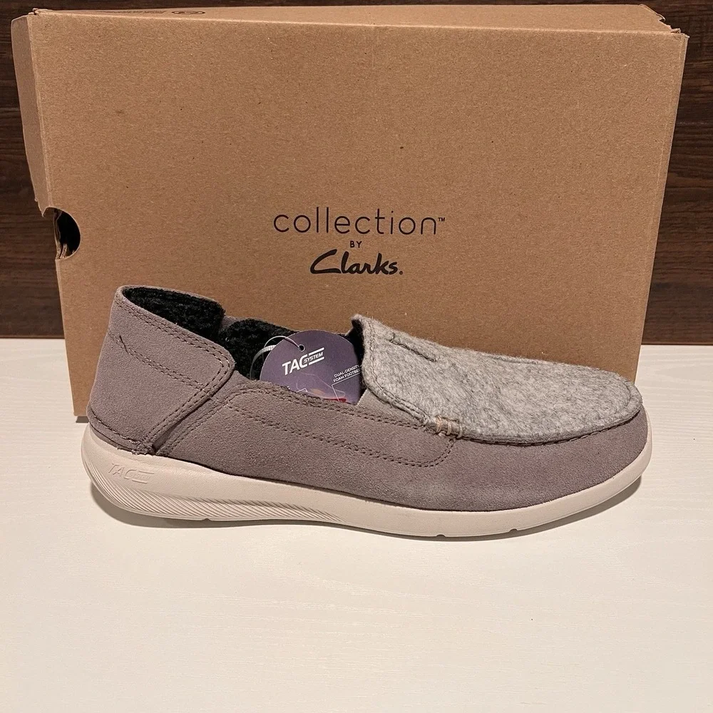 Clarks Men's Gorwin Step Grey Suede Casual Loafer‎ Shoes Size 8.5M